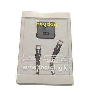 Z8O heyday 2-Port USB-A USB-C Wall Charger‎ 6' USB-C to USB-C Braided Cord Black